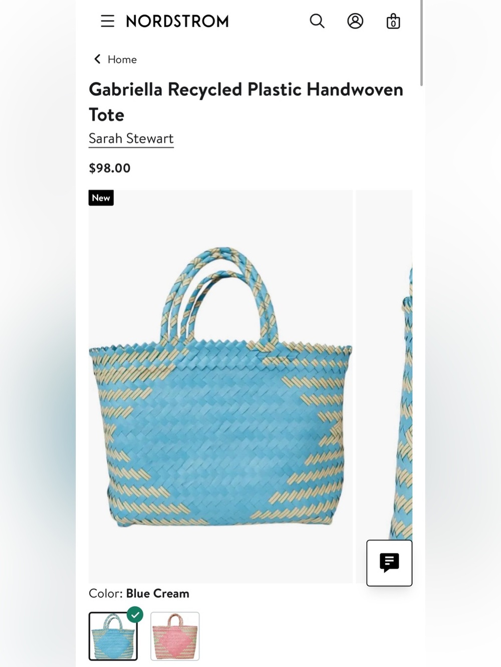 Sarah Stewart Handwoven Tote, NWOT